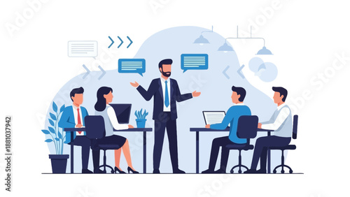 Business meeting with team collaboration and communication