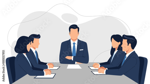 Business Meeting with Leader at Head of Table