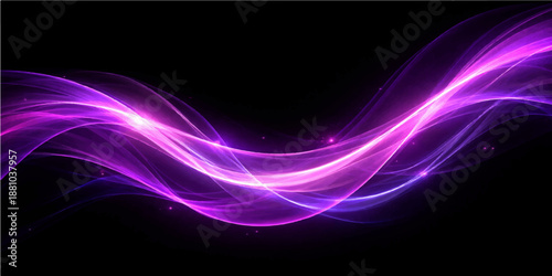 An abstract purple smoke design features flowing light waves and fractal curves over a dark backdrop, creating a vibrant motion texture with pink and blue energy lines in this artistic wallpaper