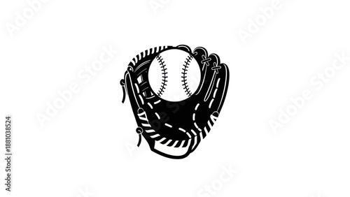 Baseball Glove with Ball Illustration