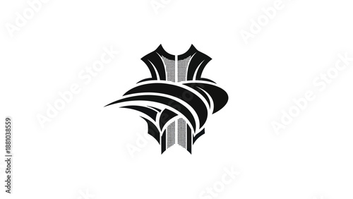 Black abstract stylized garment logo