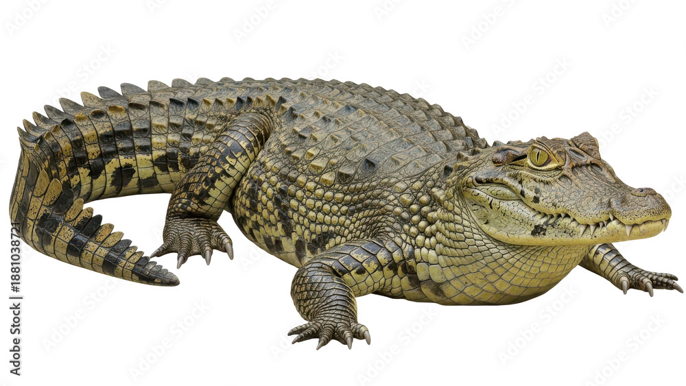Obraz premium A large crocodile with a scaly skin and sharp teeth on transparent background