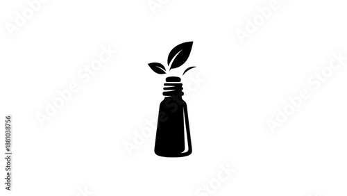 Light bulb with growing leaves logo