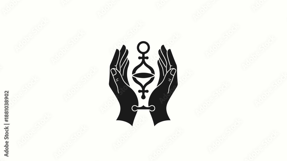 Fototapeta premium Female symbol held by open hands