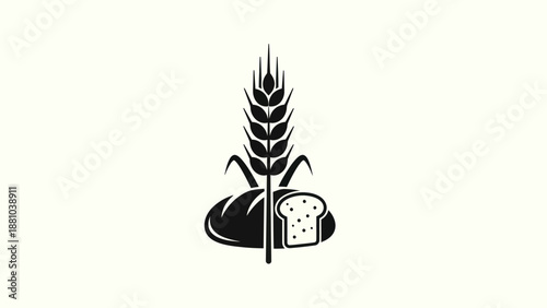 Wheat stalk and loaf of bread logo