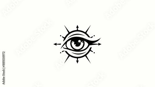 Stylized Eye with Compass Rose Elements