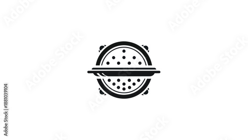 Black and white icon of a tea strainer