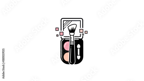 Makeup palette and brush vector illustration