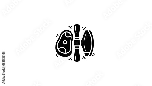Stylized Steak and Utensils Icon