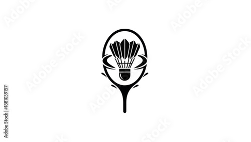 Badminton shuttlecock and racket logo silhouette
