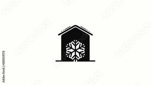 Snowflake inside a building silhouette