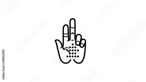 Outline hand with dots on palm