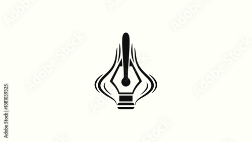 Fountain pen nib logo with abstract lines