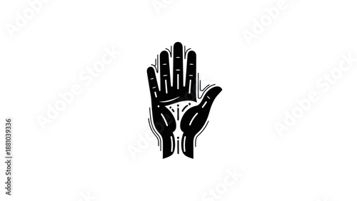 Open Hand Silhouette with Palm Lines