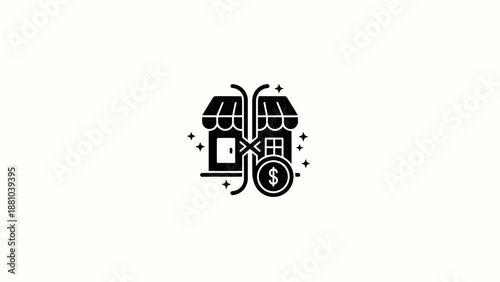 Small Business Storefront with Dollar Coin Icon