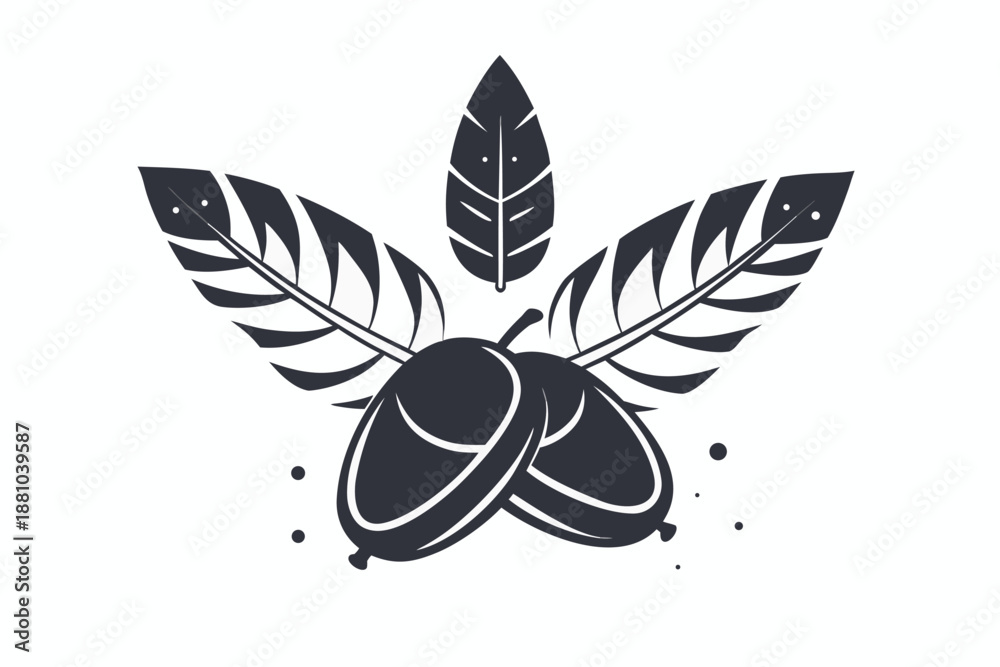 Obraz premium Tamarind pod with abstract stylized shape, isolated on white background vector illustration