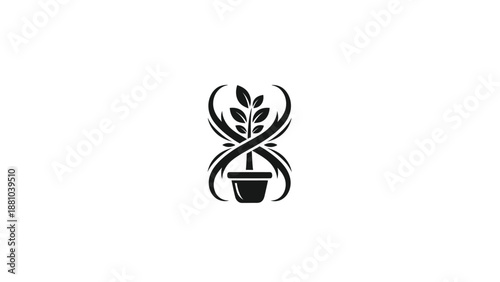 Stylized plant in a pot logo