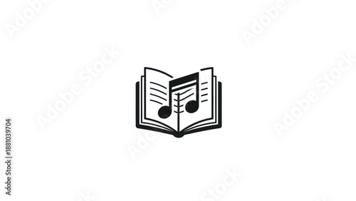 Open book with musical notes illustration