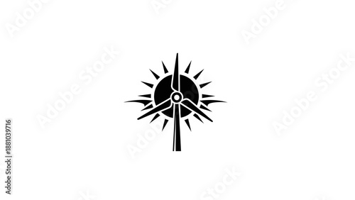 Wind Turbine Icon with Sunburst
