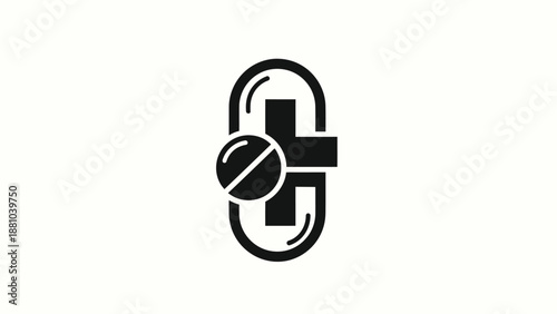 Medical Pill and Cross Icon