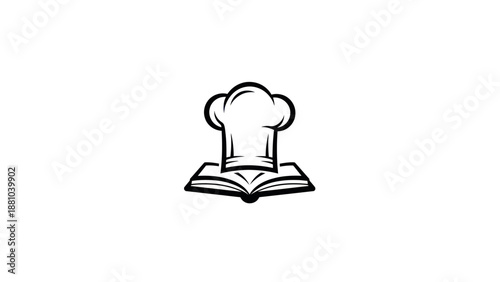 Chef hat on open book vector logo