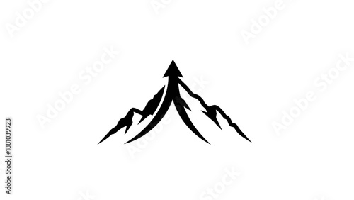 Black mountain peak with upward arrow