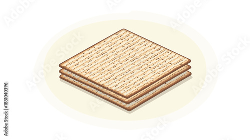 A vector graphic illustration of a stack of crackers on a beige background