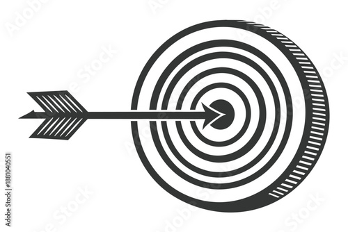 Black dart hitting the bullseye on target, symbolizing a well-defined business goal