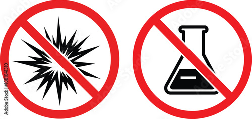 Prohibition signs for explosive and chemical substances