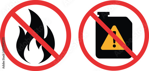 Prohibited signs for fire and flammable liquids