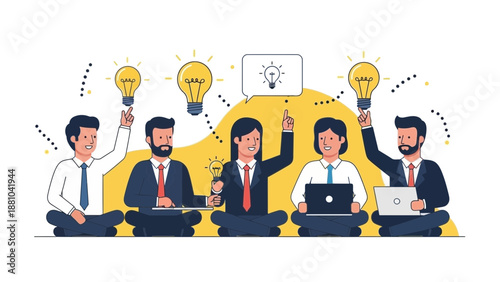 Team Brainstorming Ideas, Collaboration, Innovation, Business Meeting, Startup Concept