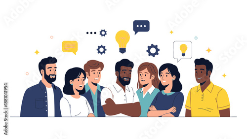 Diverse Team Brainstorming Ideas, Collaboration, Innovation, Teamwork Concept