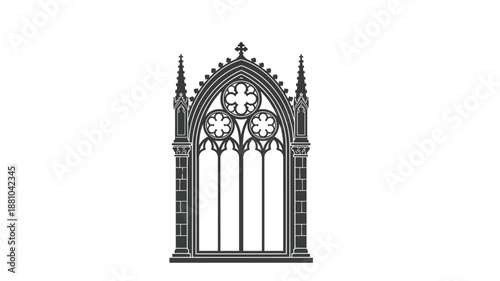 Intricate gothic window design featuring pointed arches delicate tracery and vertical lines