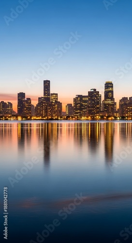 Minneapolis Skyline Reflection at Dusk - A Serene Urban Landscape.