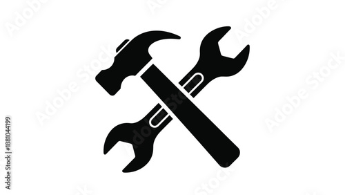 A crossed hammer and wrench icon symbolizing tools and repair work