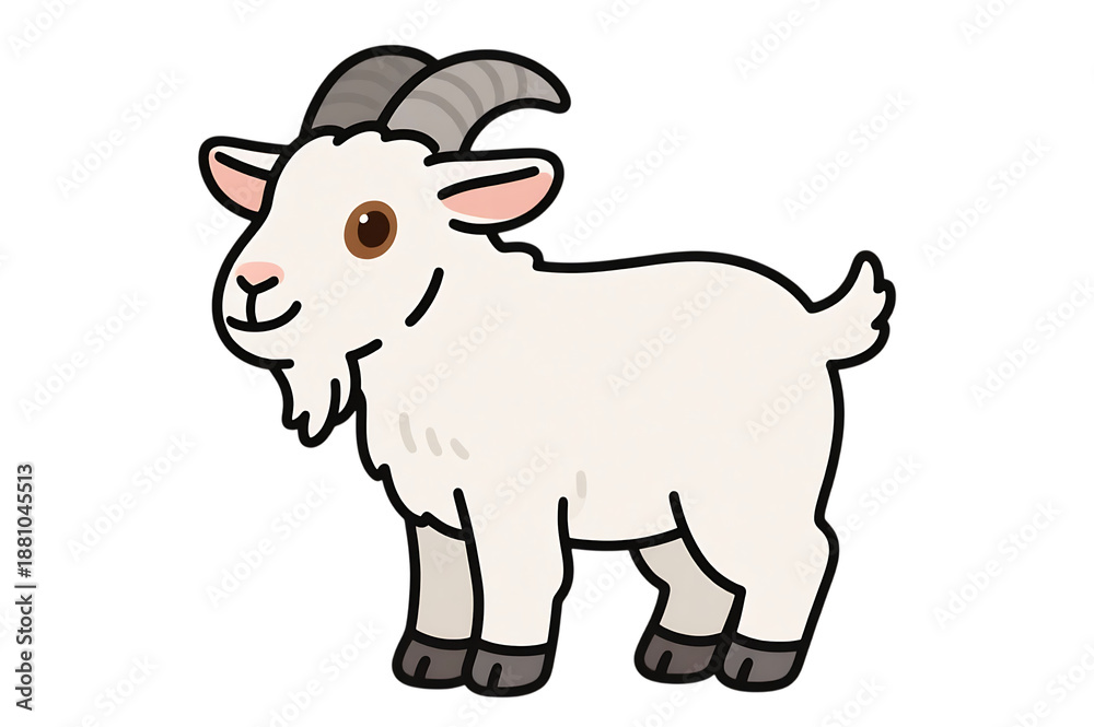 Obraz premium Cartoon goat illustration, farm animal graphic