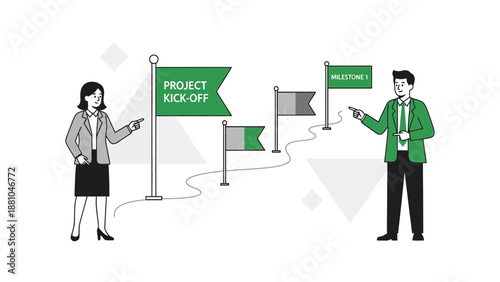 Business Team Planning Project Milestones and Kick-off