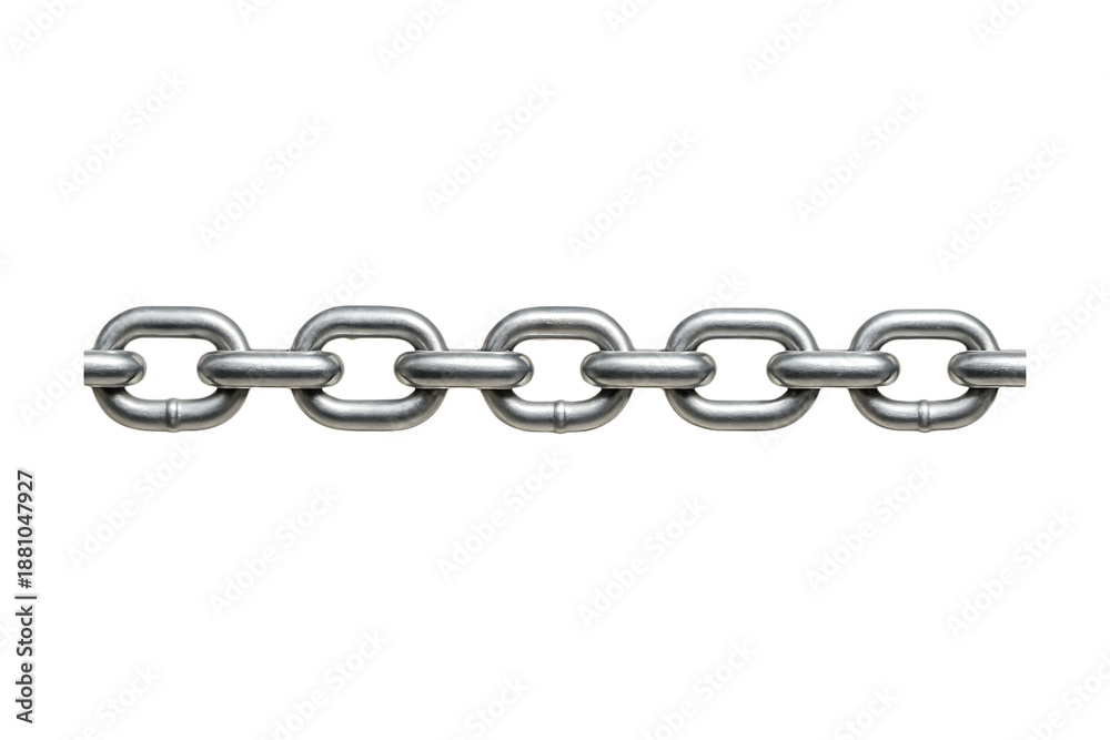 Obraz premium Strong Industrial Steel Link Chain for Secure Use Isolated on a Transparent Background
