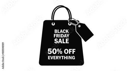Black friday sale a stylish shopping bag with a discount tag and offer details