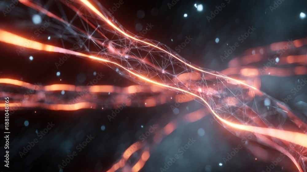 Fototapeta premium Animated neon firewall protecting data streams