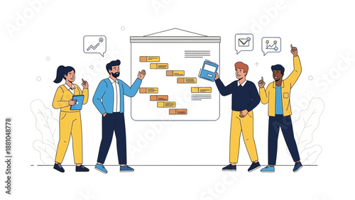 Teamwork and Project Management with Gantt Chart Presentation