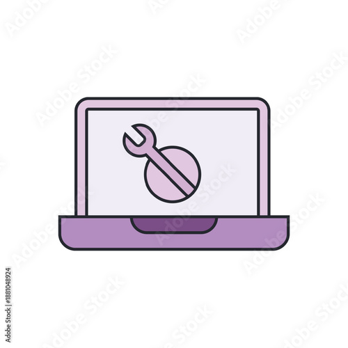 Computer repair and maintenance service icon with tools
