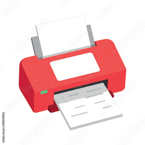 Modern Office Printer Illustration Showing Document Production and Printing Process