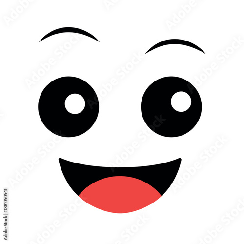 Simple graphic of a cheerful smiling face expressing happiness