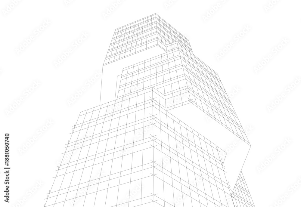 Fototapeta premium Architectural drawing 3d vector drawing