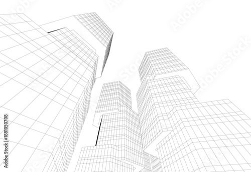 Architectural drawing 3d vector drawing
