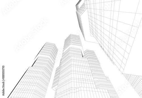 Architectural drawing 3d vector drawing