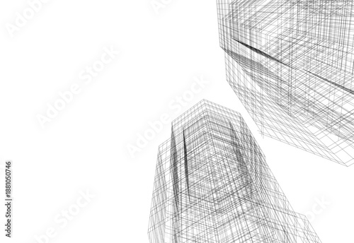 Architectural drawing 3d vector drawing