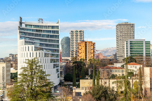 Obraz na płótnie Urban development and modern architecture with tall buildings, city growth and c