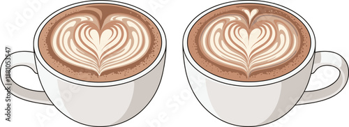 Chocolate ice cream with a chocolate candy heart served in a coffee cup on a white background